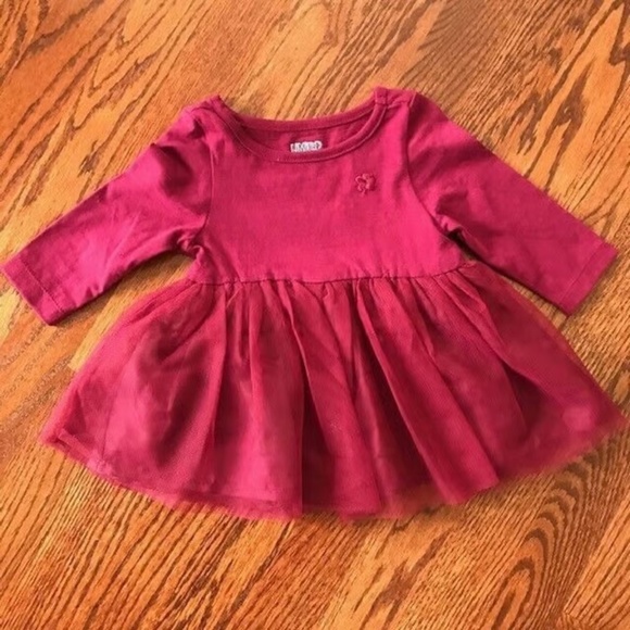 BABY GIRL LIMITED TOO ROMPER LONG SLEEVE BURGUNDY DRESS Sz. 6/9 months NWT - Picture 1 of 4